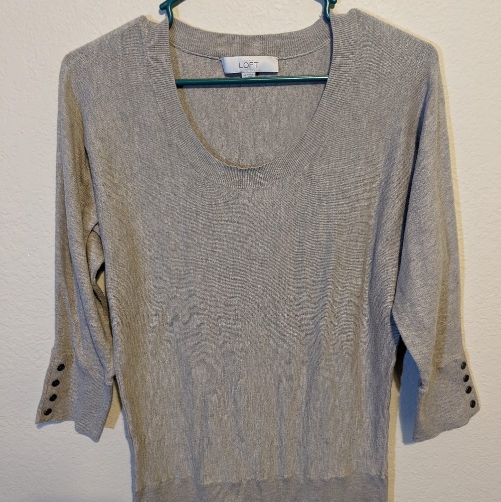Scoop neck 3/4 length sleeve lightweight sweater